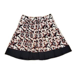 Ann Taylor Pleated Lined Skirt ~ Sz 10 ~ Black, White, Red ~ Knee Length
